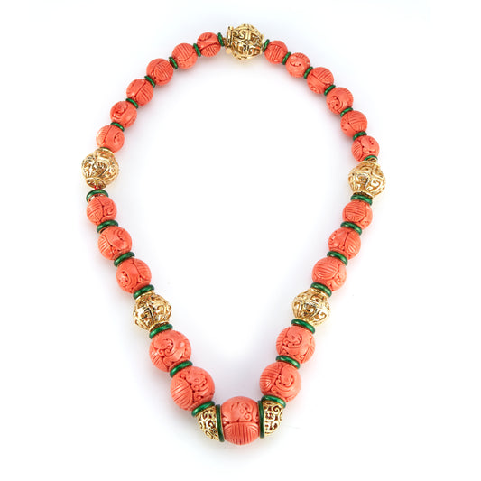 David Webb Carved Coral Necklace