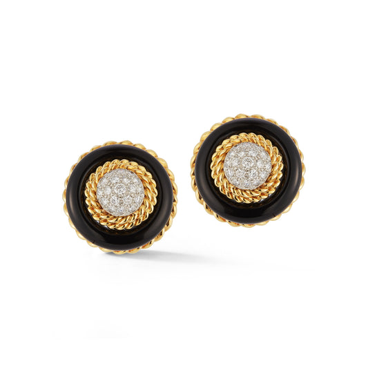 Van Cleef & Arpels Onyx & Diamond Dome Earrings