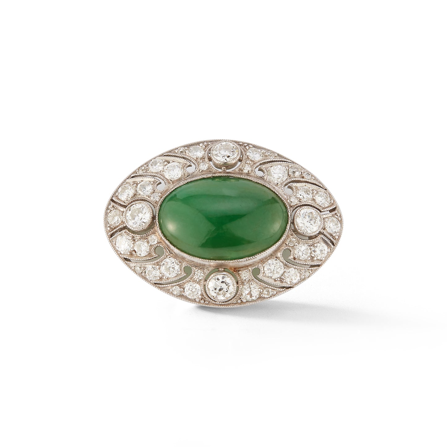 Jade & Diamond Brooch