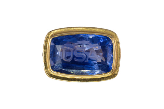 Bvlgari Sapphire "USA" Engraved Ring