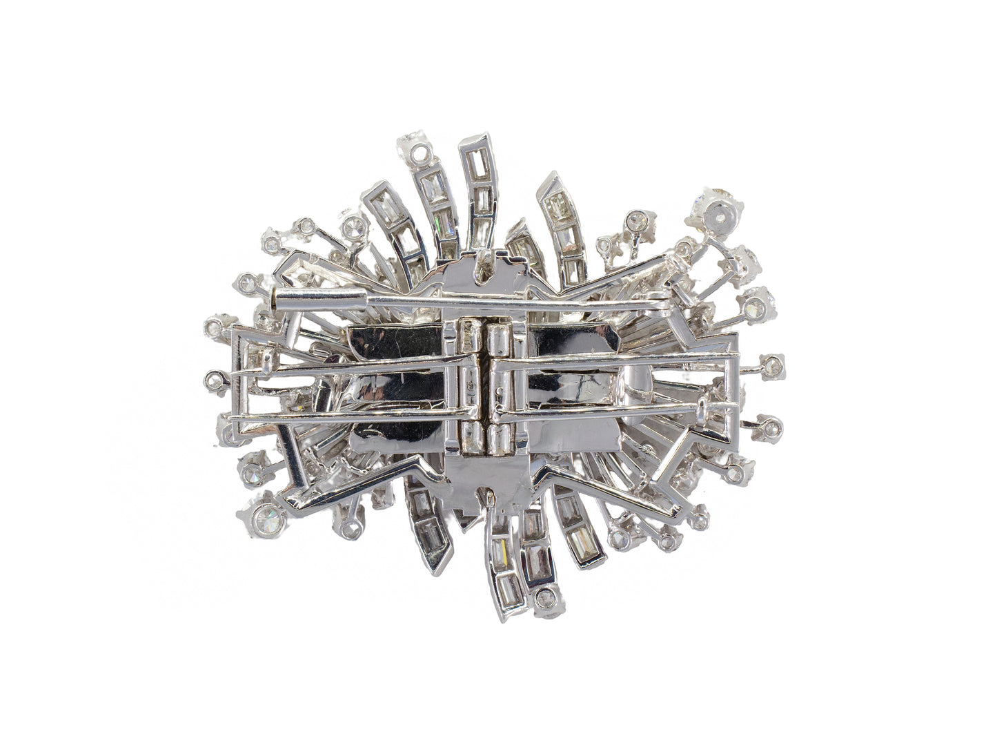 Mid-Century Diamond Spray Convertible Double Clip Brooch