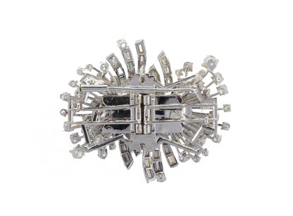 Mid-Century Diamond Spray Convertible Double Clip Brooch