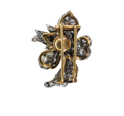 Antique Old Mine and Old European Cut Diamond Floral Brooch