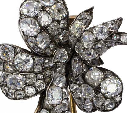 Antique Old Mine and Old European Cut Diamond Floral Brooch