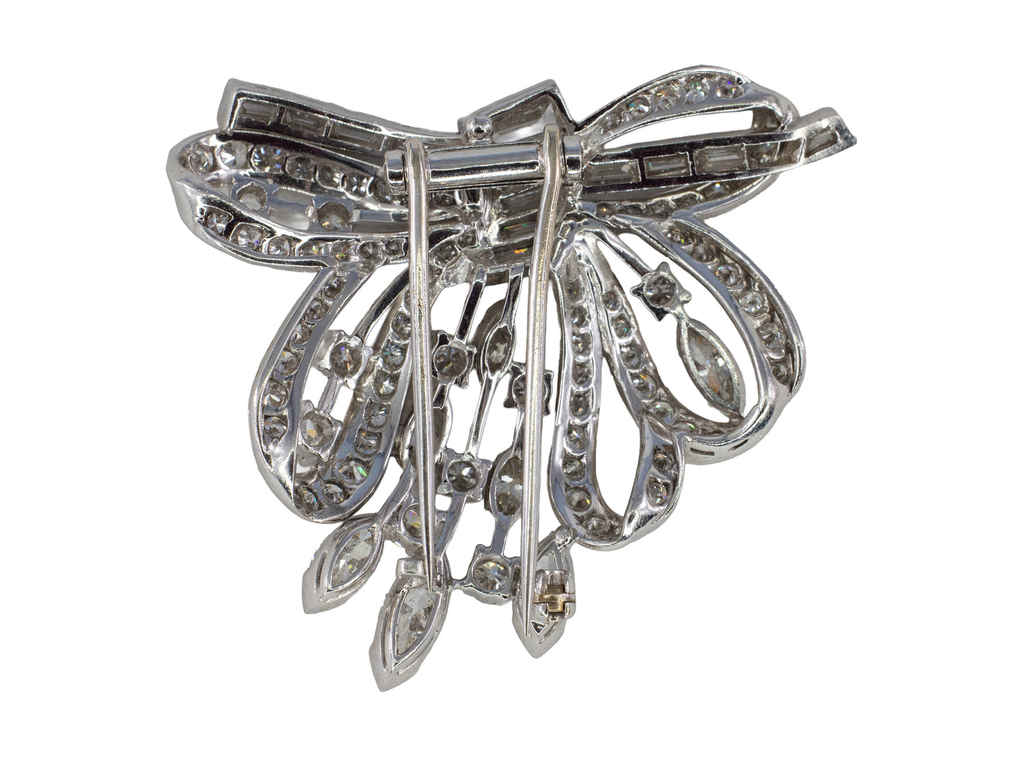 Multi Cut Diamond Tassle Bow Brooch