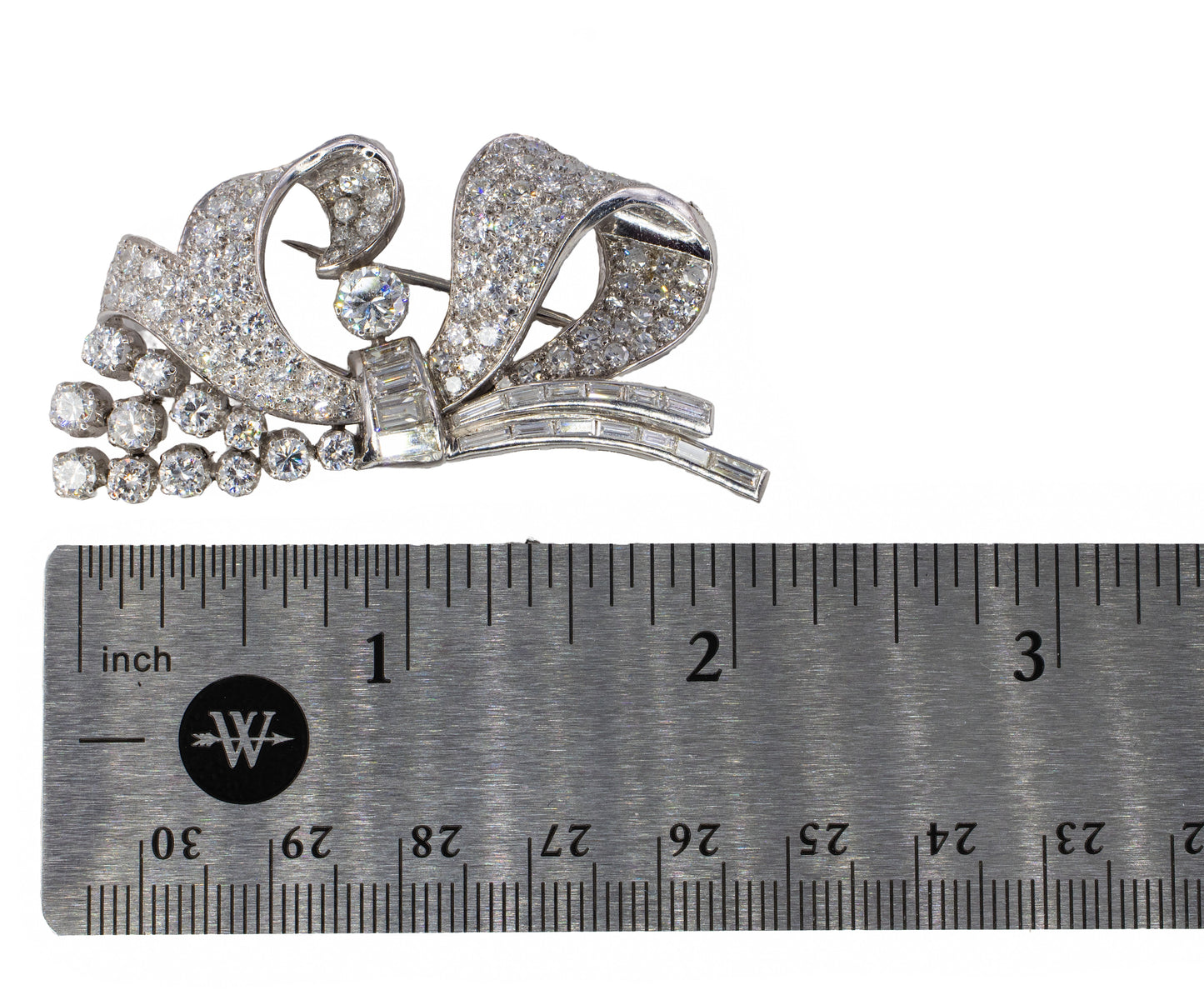 Platinum Double Ribbon Convertible Clip Brooch