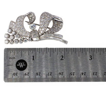 Platinum Double Ribbon Convertible Clip Brooch