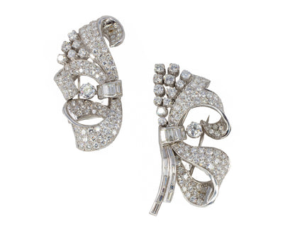 Platinum Double Ribbon Convertible Clip Brooch