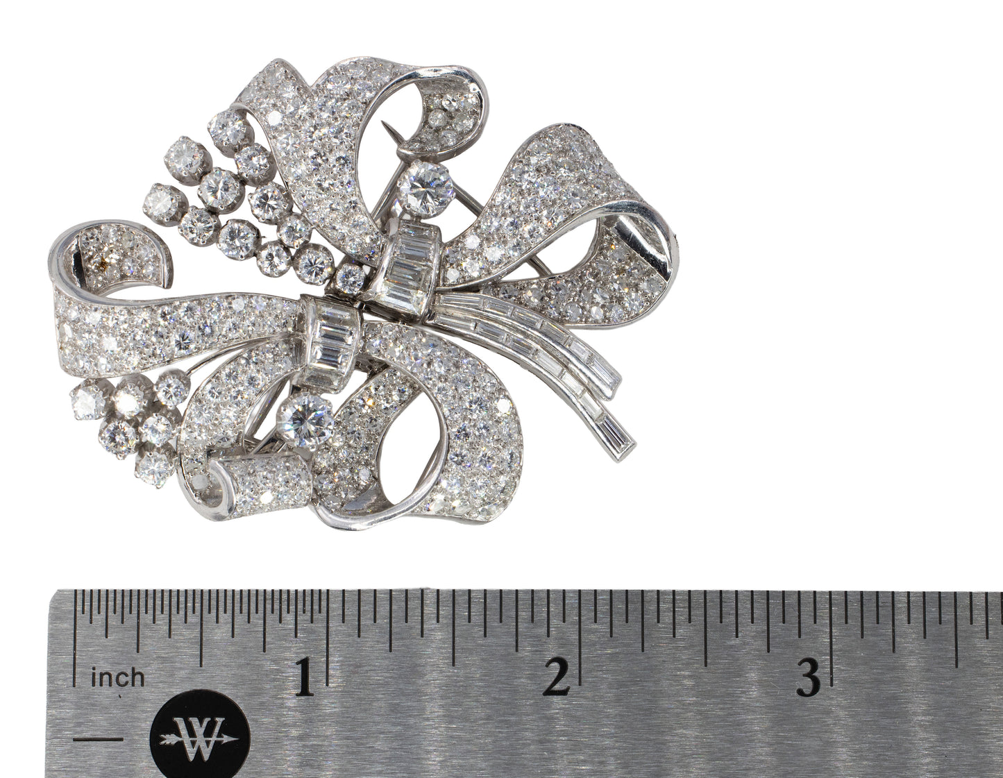 Platinum Double Ribbon Convertible Clip Brooch