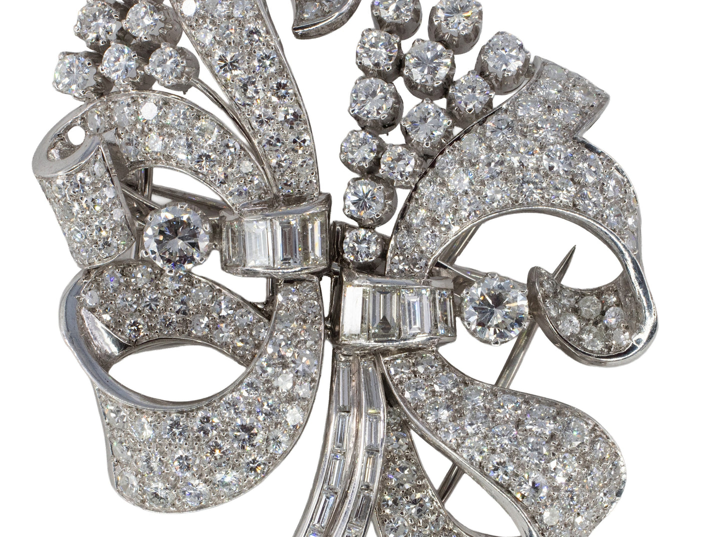 Platinum Double Ribbon Convertible Clip Brooch