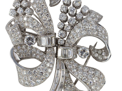 Platinum Double Ribbon Convertible Clip Brooch