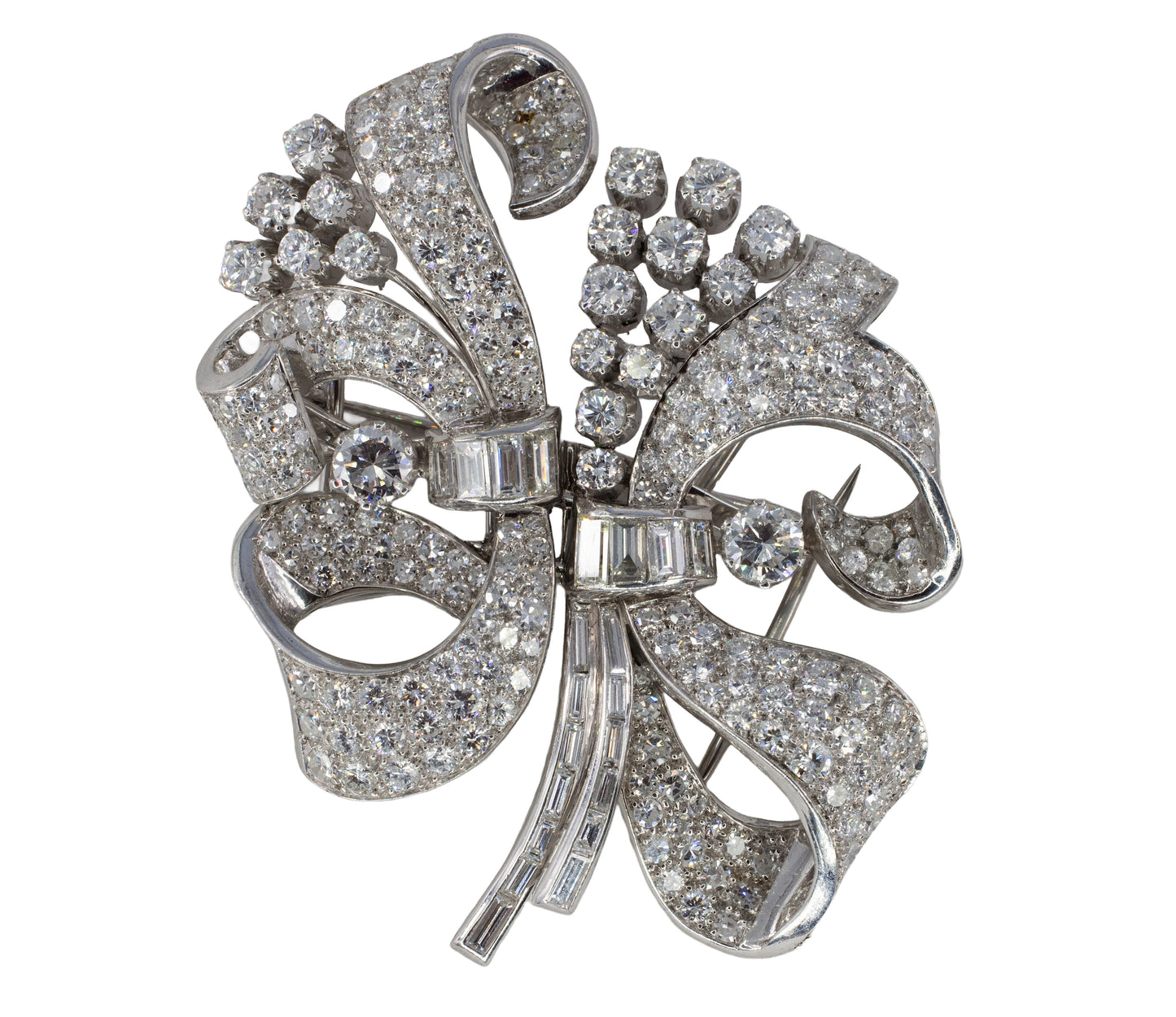 Platinum Double Ribbon Convertible Clip Brooch