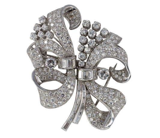 Platinum Double Ribbon Convertible Clip Brooch