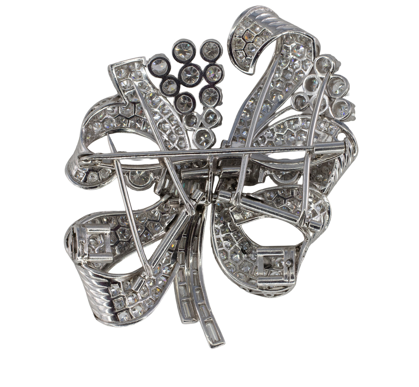 Platinum Double Ribbon Convertible Clip Brooch