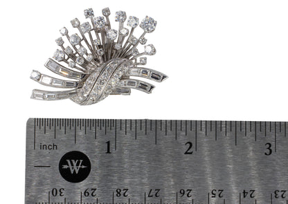 Mid-Century Diamond Spray Convertible Double Clip Brooch