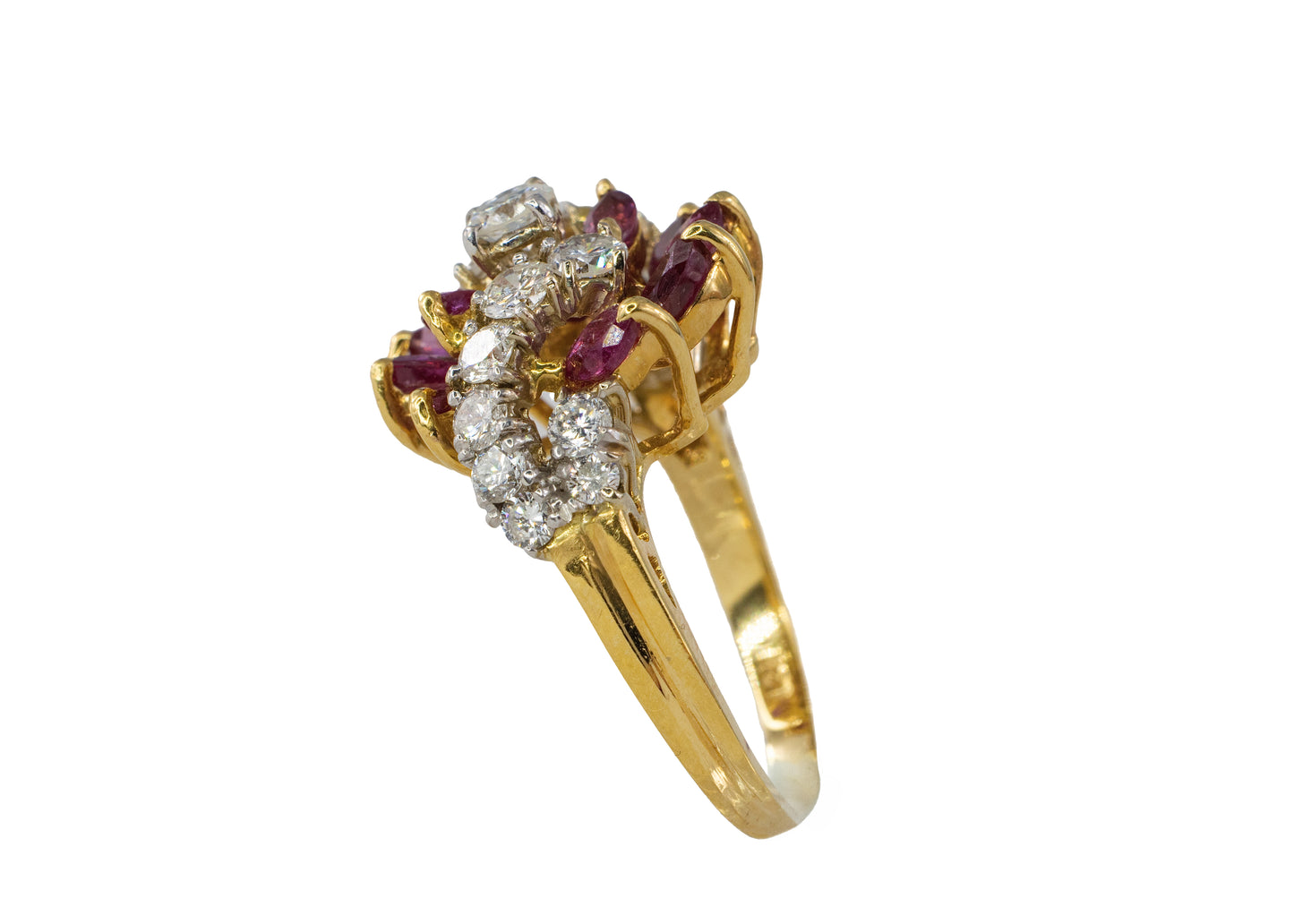 Ruby and Diamond Bypass Cluster Ring