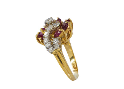 Ruby and Diamond Bypass Cluster Ring