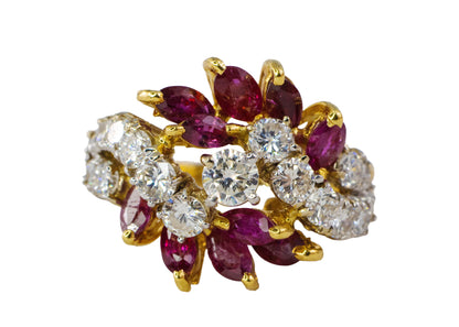 Ruby and Diamond Bypass Cluster Ring