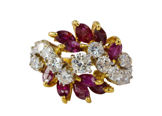 Ruby and Diamond Bypass Cluster Ring