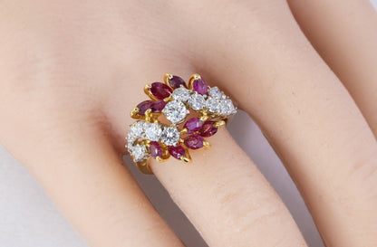 Ruby and Diamond Bypass Cluster Ring