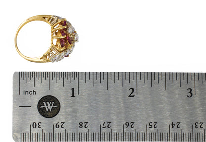 Ruby and Diamond Bypass Cluster Ring