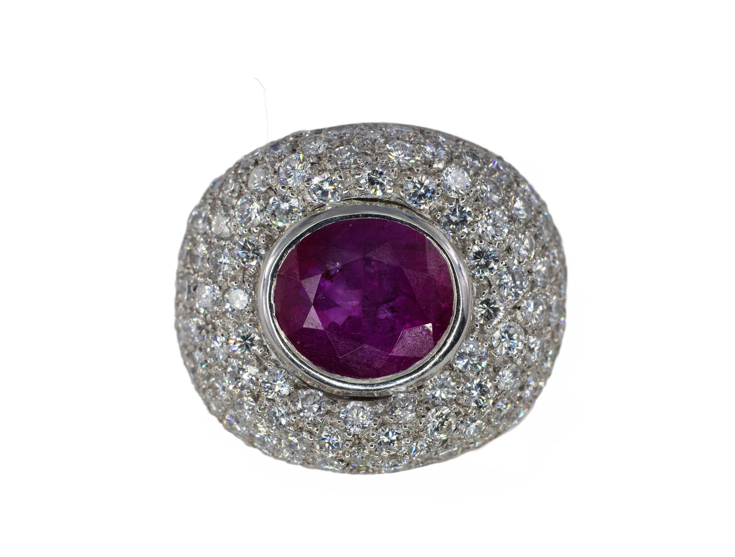 Ruby and Pavé Diamond Statement Dome Ring