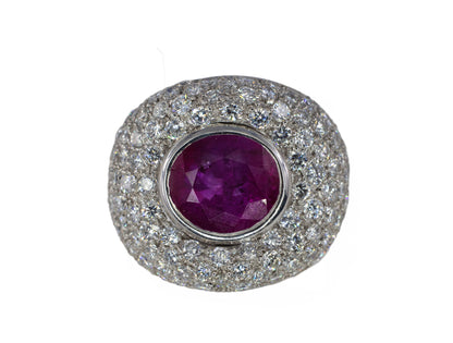Ruby and Pavé Diamond Statement Dome Ring