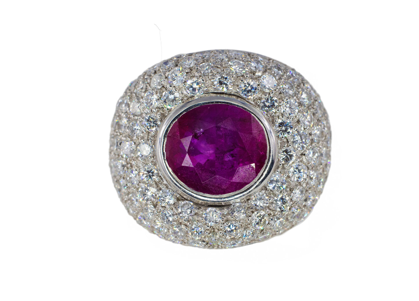 Ruby and Pavé Diamond Statement Dome Ring
