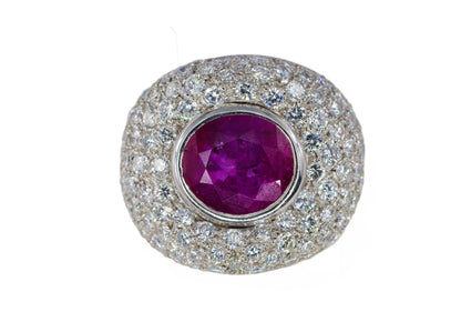Ruby and Pavé Diamond Statement Dome Ring