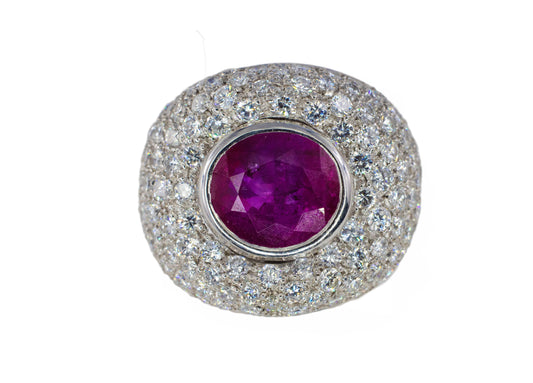 Ruby and Pavé Diamond Statement Dome Ring