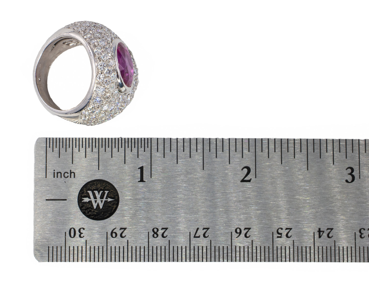 Ruby and Pavé Diamond Statement Dome Ring