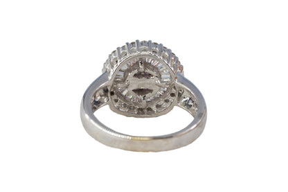 Ruby and Double Halo Mixed-Cut Diamond Ring