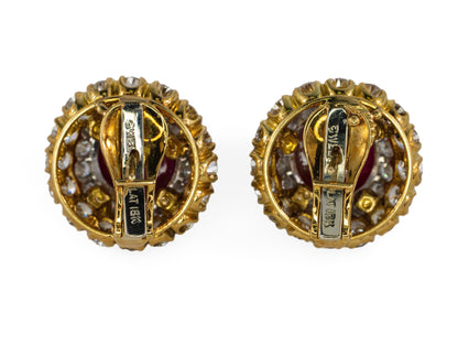 David Webb Certified Unheated Burmese Ruby & Diamond Earrings