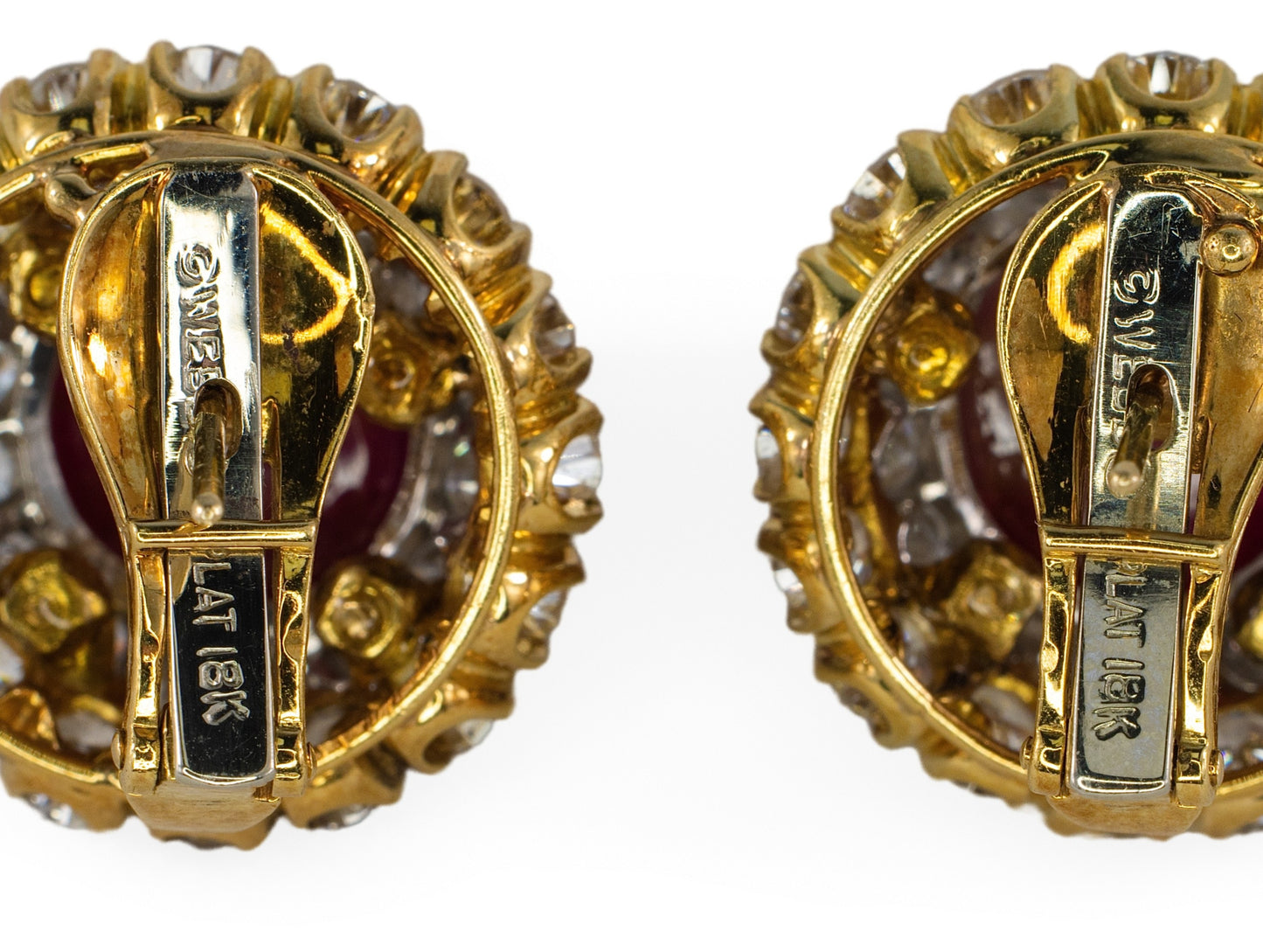 David Webb Certified Unheated Burmese Ruby & Diamond Earrings
