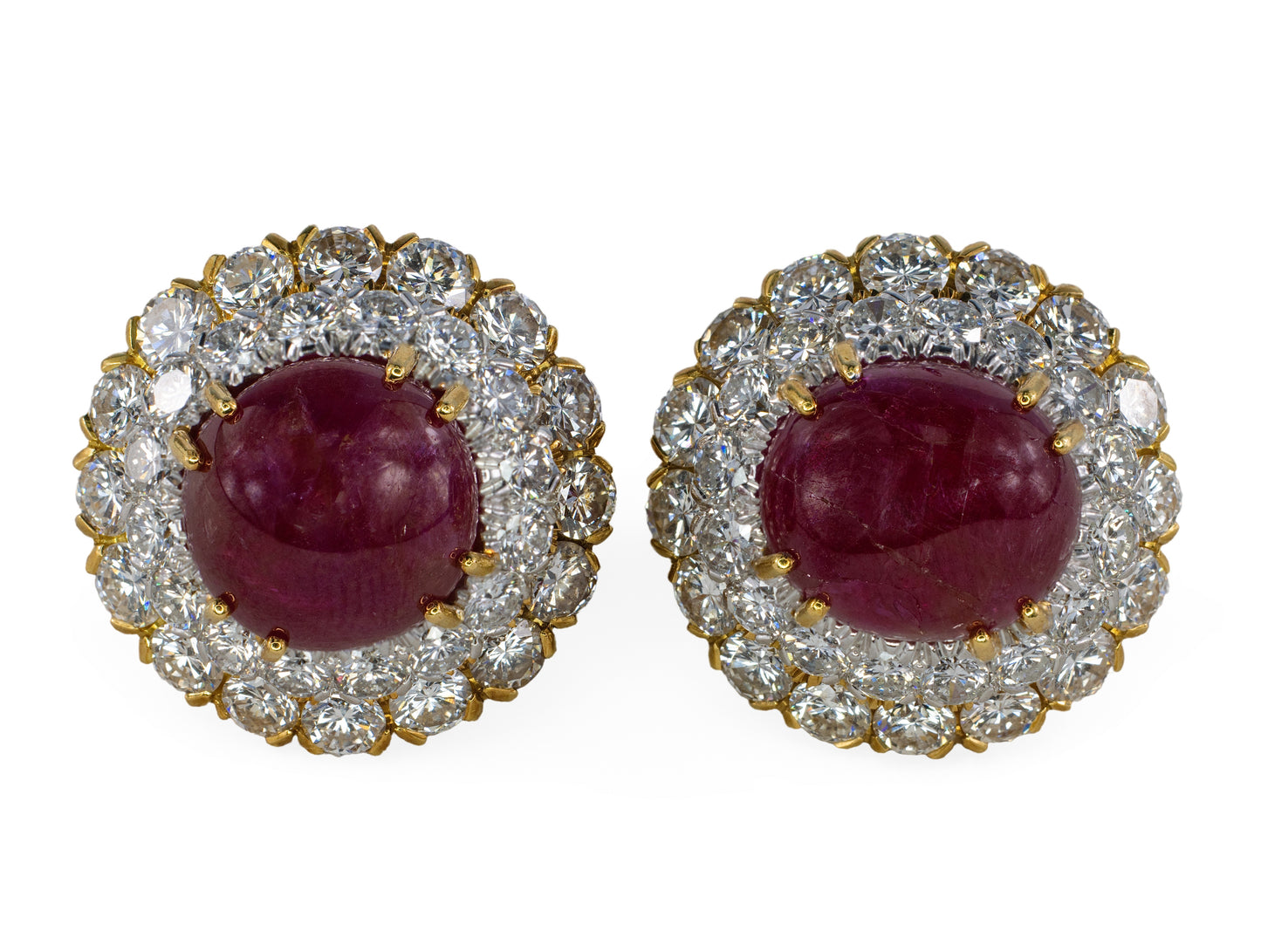 David Webb Certified Unheated Burmese Ruby & Diamond Earrings