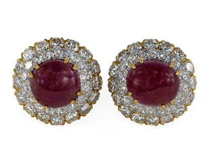 David Webb Certified Unheated Burmese Ruby & Diamond Earrings