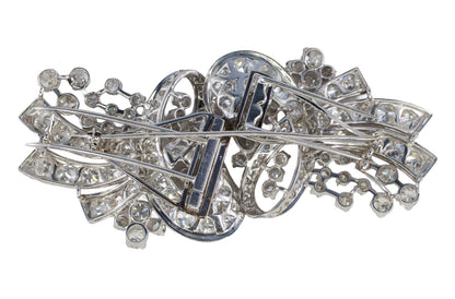 Platinum Diamond Scroll Convertible Double Clip Brooch