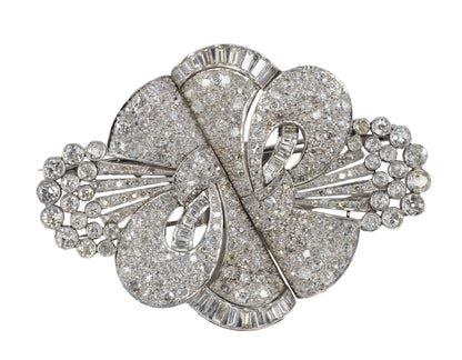 Art Deco Platinum Convertible Diamond Double Clip Brooch