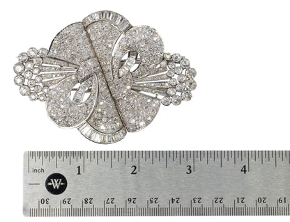 Art Deco Platinum Convertible Diamond Double Clip Brooch