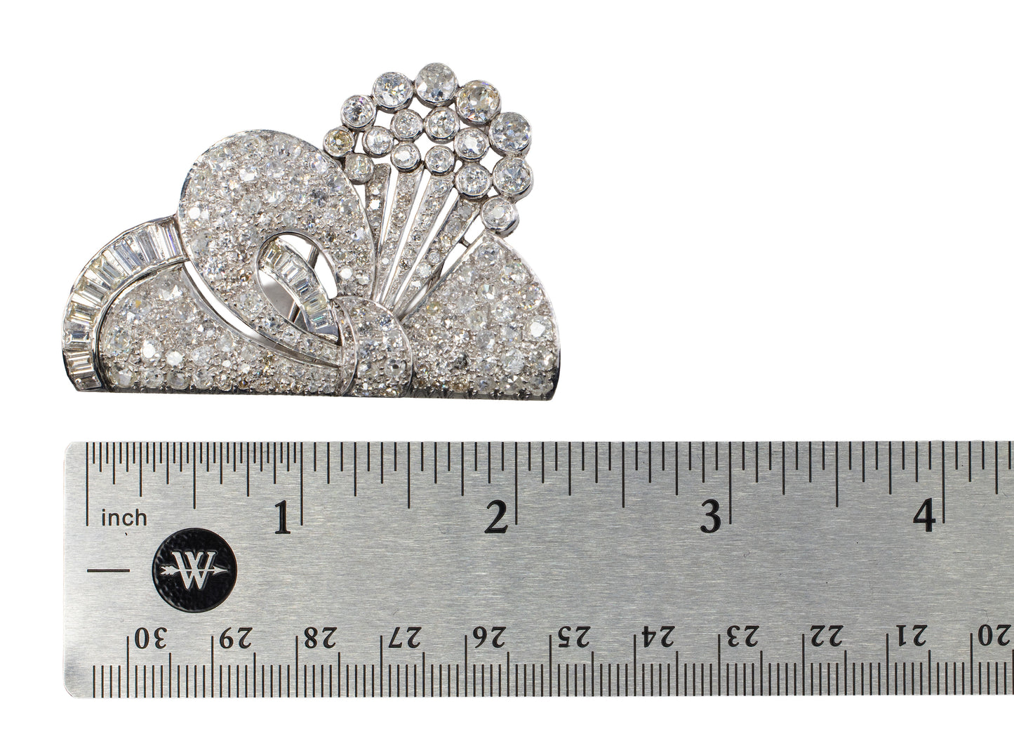 Art Deco Platinum Convertible Diamond Double Clip Brooch