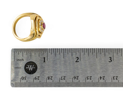Octagonal Frame Diamond and Ruby Ring