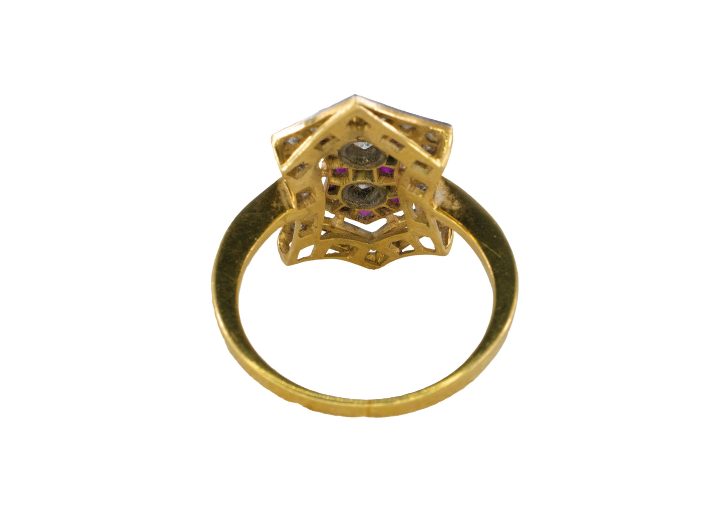 Art Deco Ruby and Diamond Shield Ring