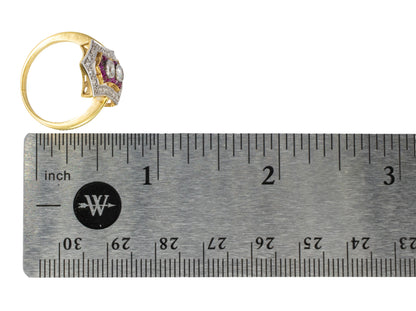 Art Deco Ruby and Diamond Shield Ring