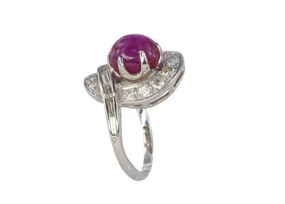 Platinum Star Ruby and Diamond Bypass Ring