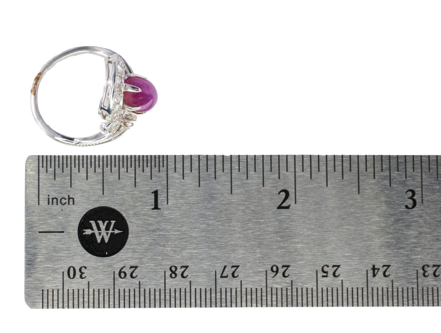 Platinum Star Ruby and Diamond Bypass Ring