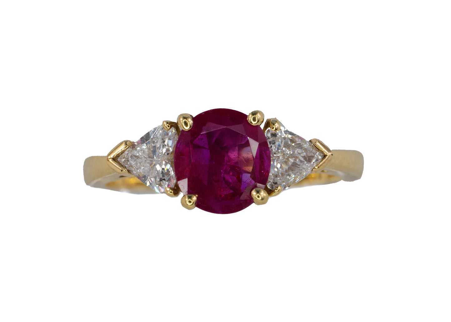 Three Stone Ruby and Heart-Shaped Diamond Ring