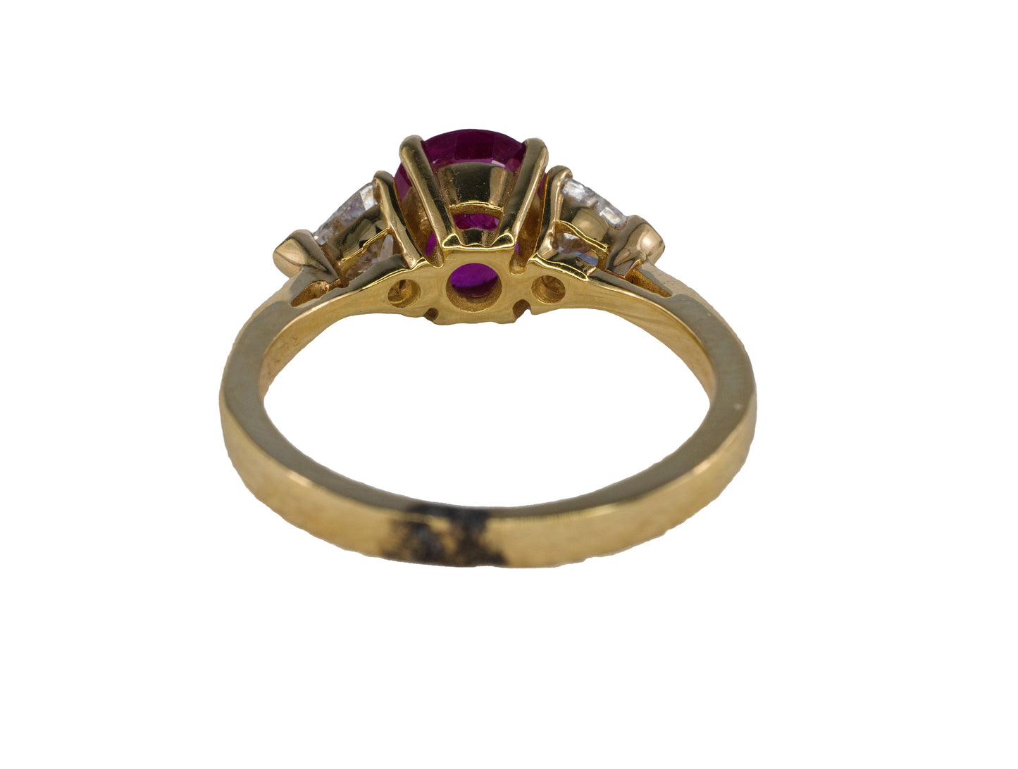 Three Stone Ruby and Heart-Shaped Diamond Ring