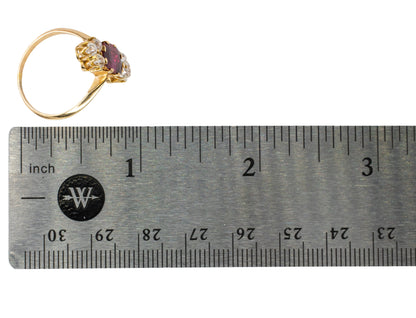 Radiant-Cut Ruby and Diamond Vertical Ring