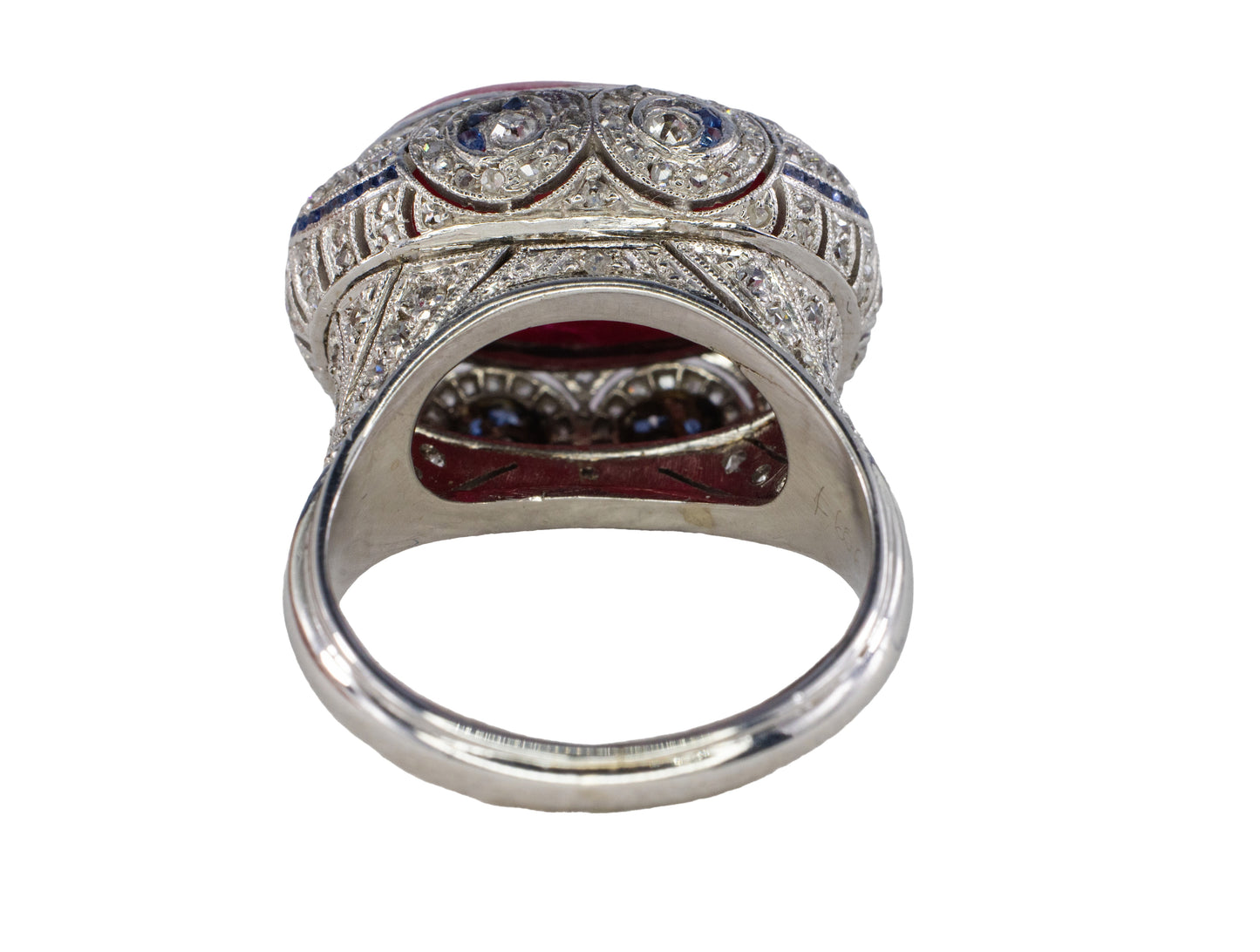 Cabochon Ruby & Sapphire Pave Diamond Ring