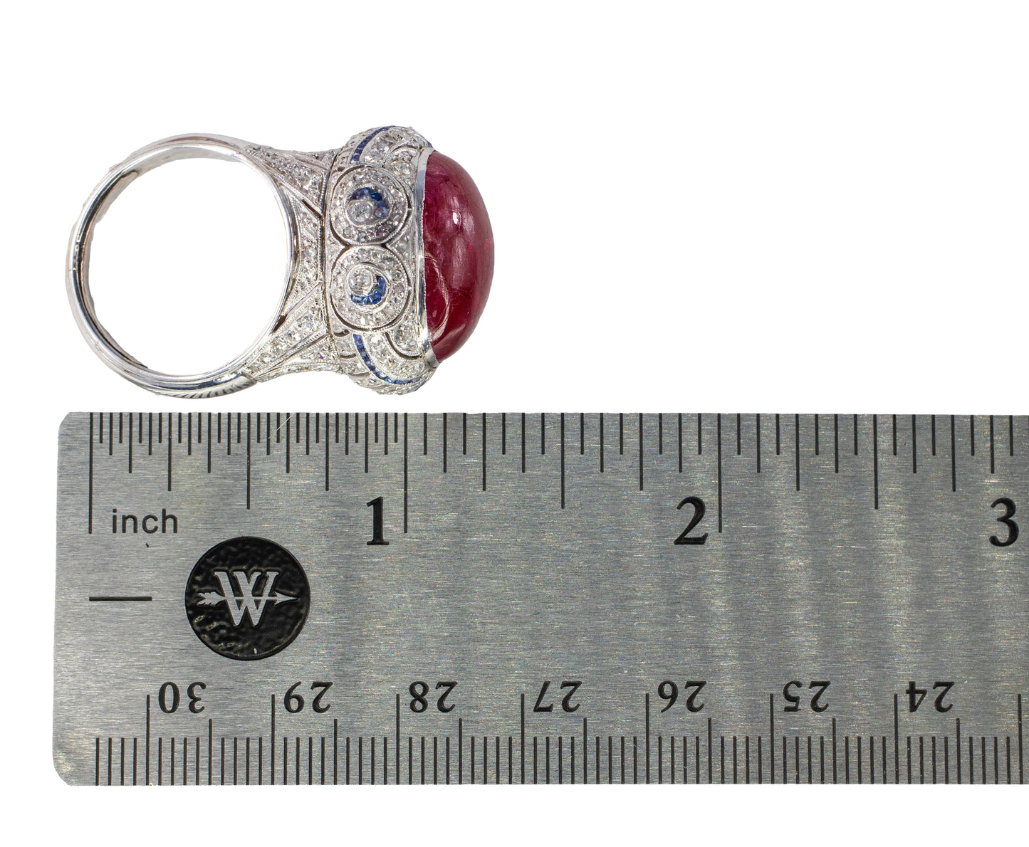 Cabochon Ruby & Sapphire Pave Diamond Ring